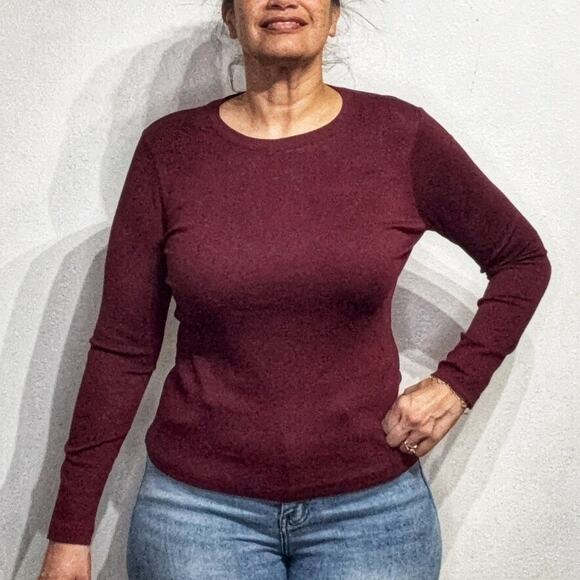 A New Day Burgundy Long Sleeve Top Sz M - Picture 1 of 11